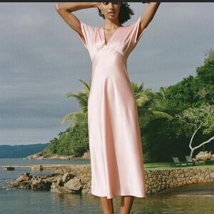 Zara Elegant Pink Midi Dress